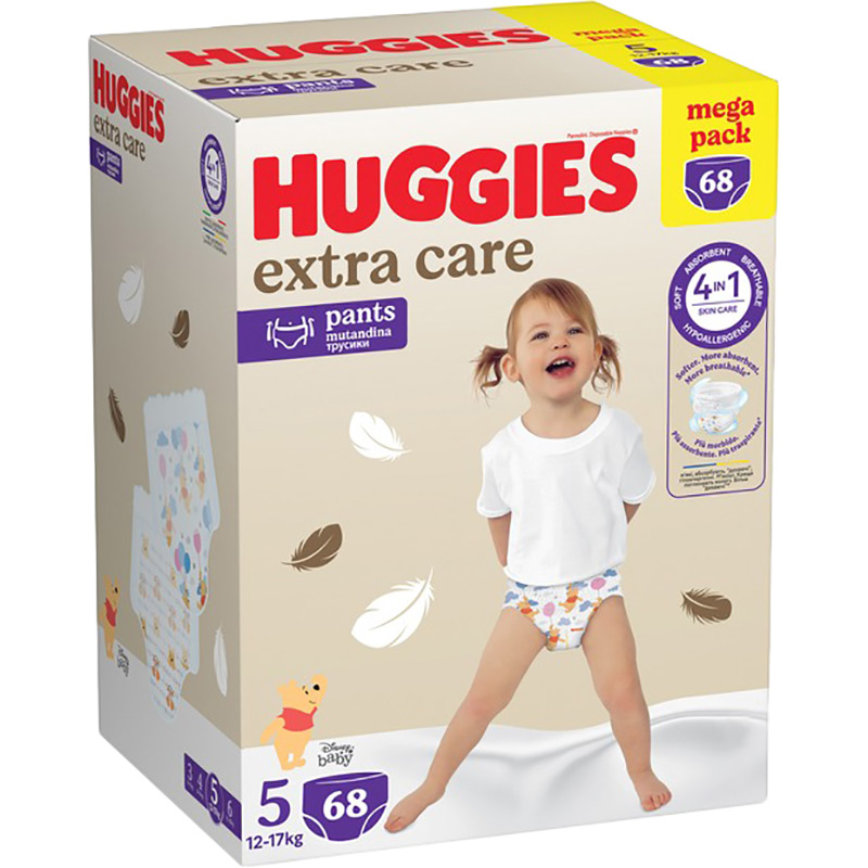 Подгузники-трусики HUGGIES Extra Care 5 (12-17кг) Pants Box 68 шт (5029053582412) Тип подгузники-трусики