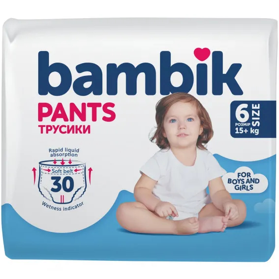 Підгузки-трусики BAMBIK 6 (15+ кг) 30 шт (43404900) Тип підгузки-трусики