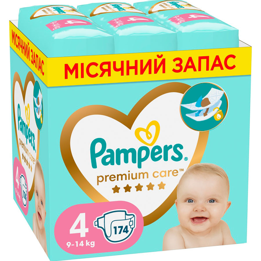 Подгузники Pampers Premium Care Размер 4 (9-14 кг) 174 шт (8006540855935)