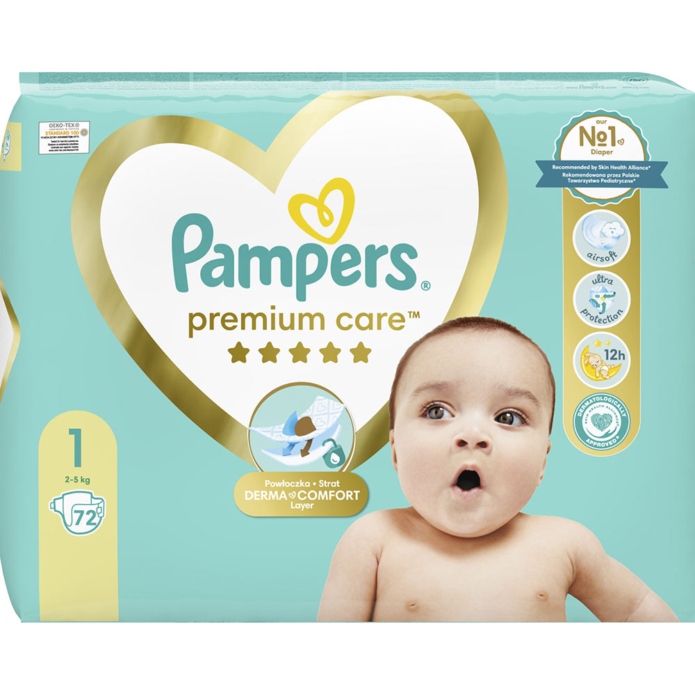 Подгузники Pampers Premium Care Размер 1 (2-5 кг) 72 шт (8006540858073) Тип подгузники