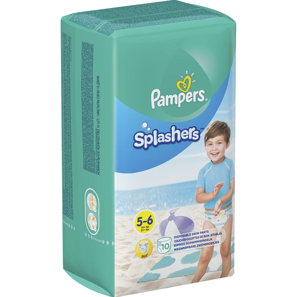 Підгузки Pampers для плавання Splashers Розмір 5-6 (14+ кг) 10 шт (8001090728951) Кількість в упаковці 10