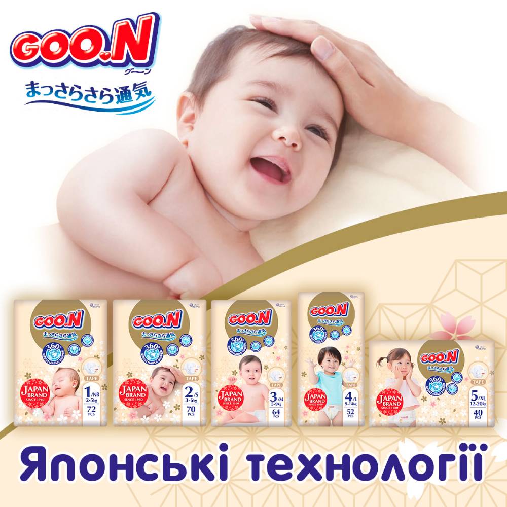 Заказать Подгузники GOO.N PREMIUM SOFT до 5 кг 72 шт (F1010101-152)