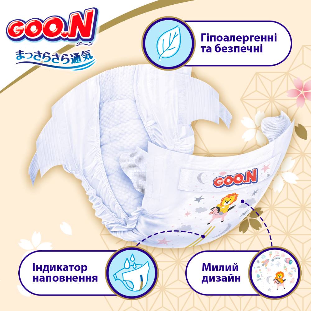 Подгузники GOO.N PREMIUM SOFT до 5 кг 72 шт (F1010101-152) Количество в упаковке 72