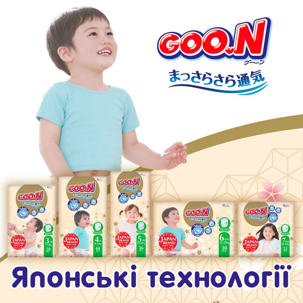 Фото Підгузки-трусики GOO.N PREMIUM SOFT 7-12 кг 50 шт (F1010101-156)