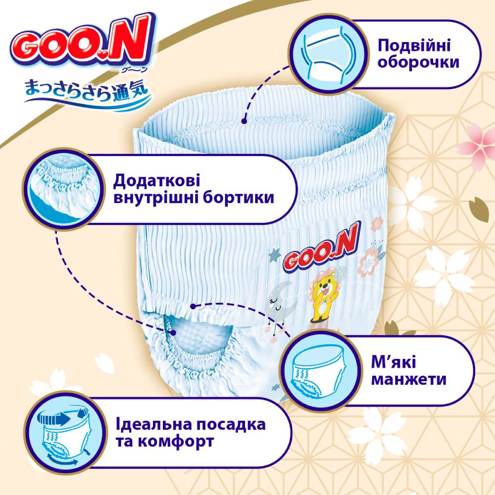 Підгузки-трусики GOO.N PREMIUM SOFT 7-12 кг 50 шт (F1010101-156) Кількість в упаковці 50