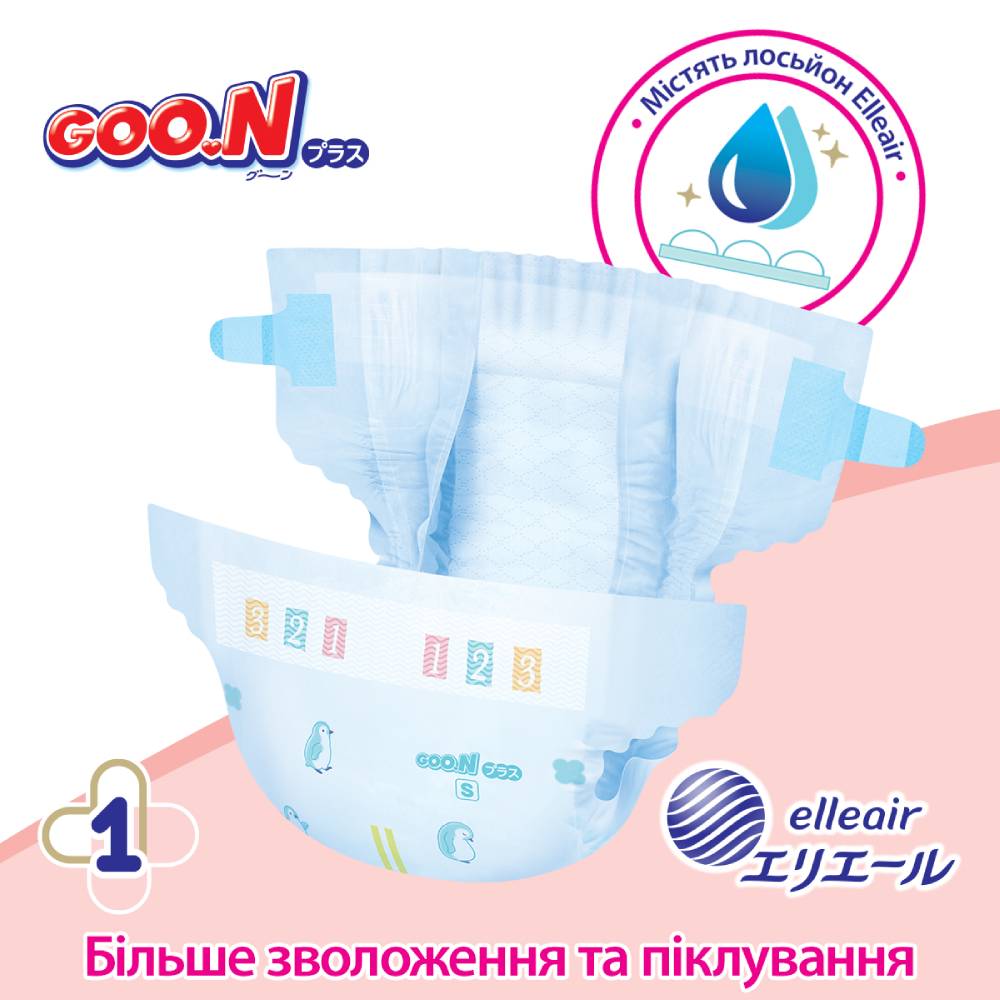 Підгузки GOO.N PLUS до 5 кг 76 шт (21000626) Кількість в упаковці 76