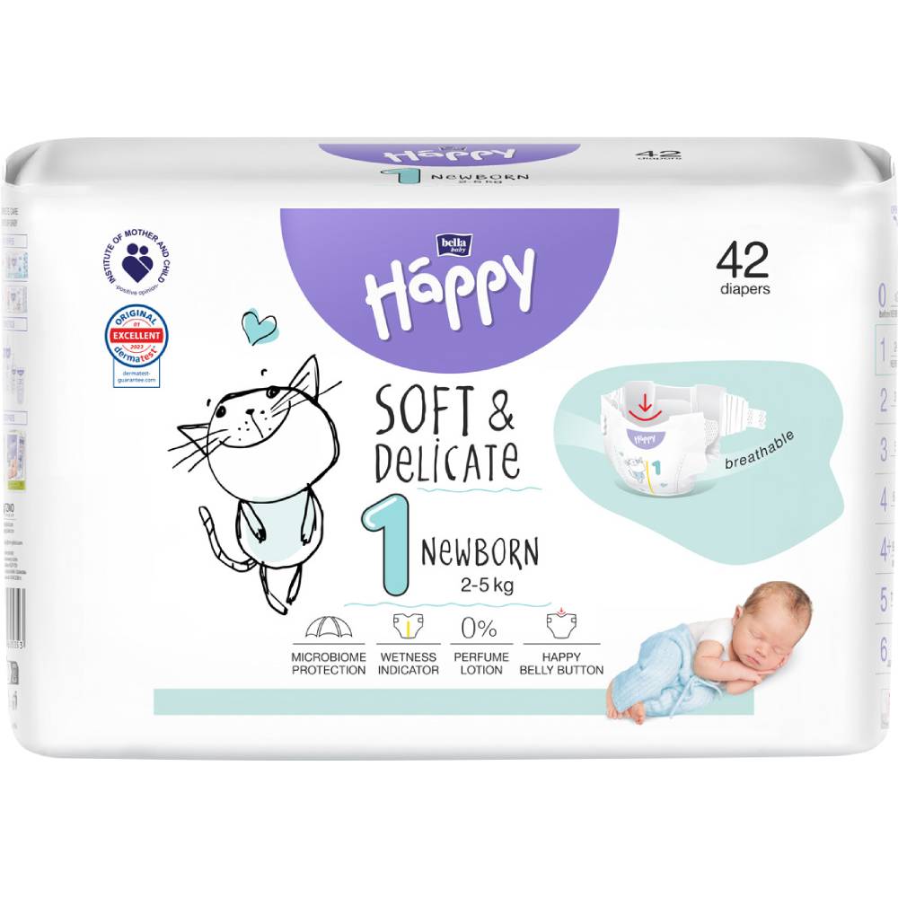 Подгузники HAPPY HAPPY BABY Newborn 2-5 кг 42 шт (BB-054-NB42-W01)