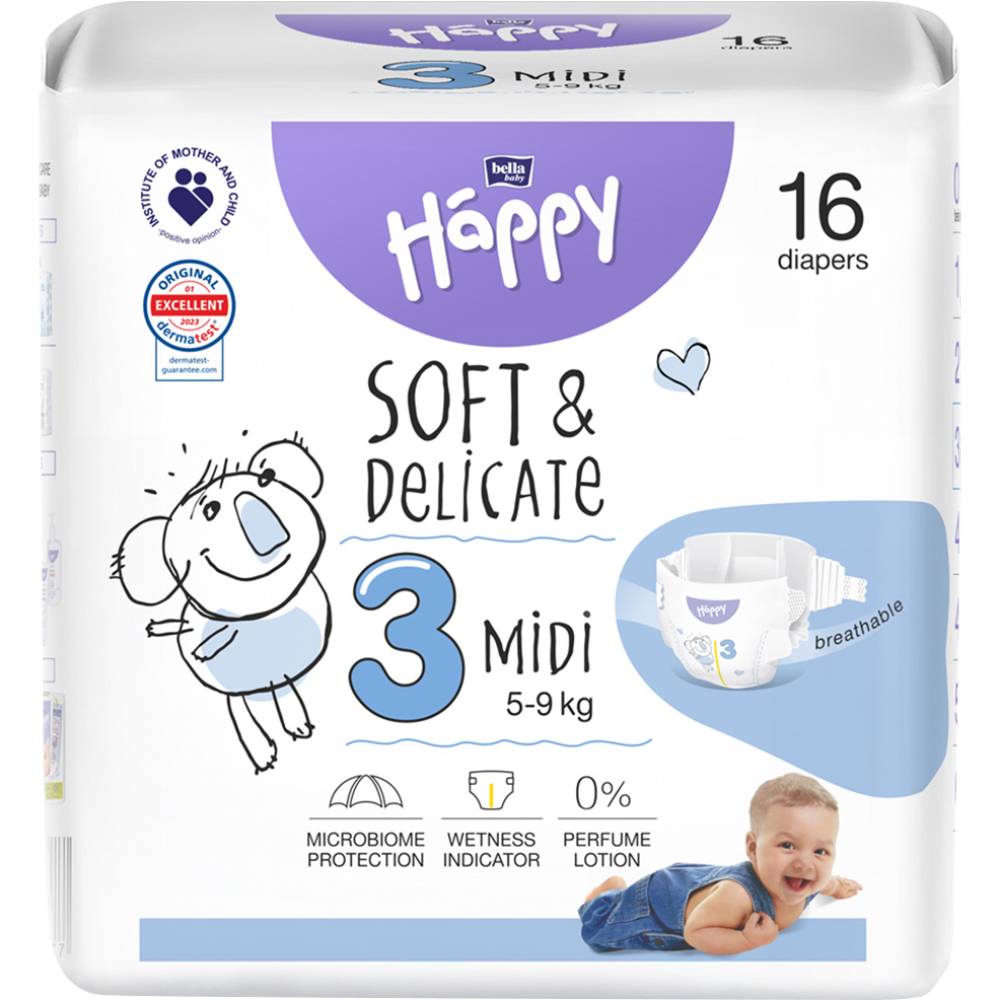 Подгузники HAPPY HAPPY BABY Midi 5-9 кг 16 шт (BB-054-MU16-W01)