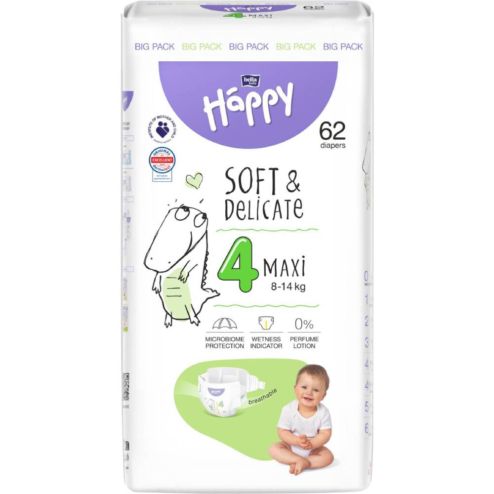 Підгузки HAPPY HAPPY BABY Maxi 8-14 кг 62 шт (BB-054-LU62-W01)