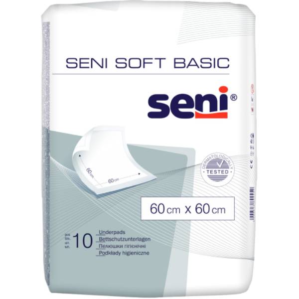 Пеленки гигиенические Seni SOFT Basic 60х60 см 10 шт (SE-091-B010-002)