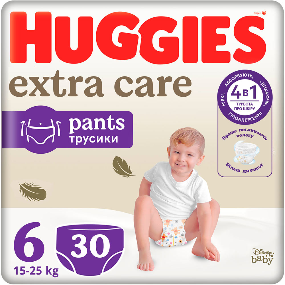 Подгузники-трусики HUGGIES Extra Care Pants 6 15-25кг Mega 30 шт. (5029053582436)