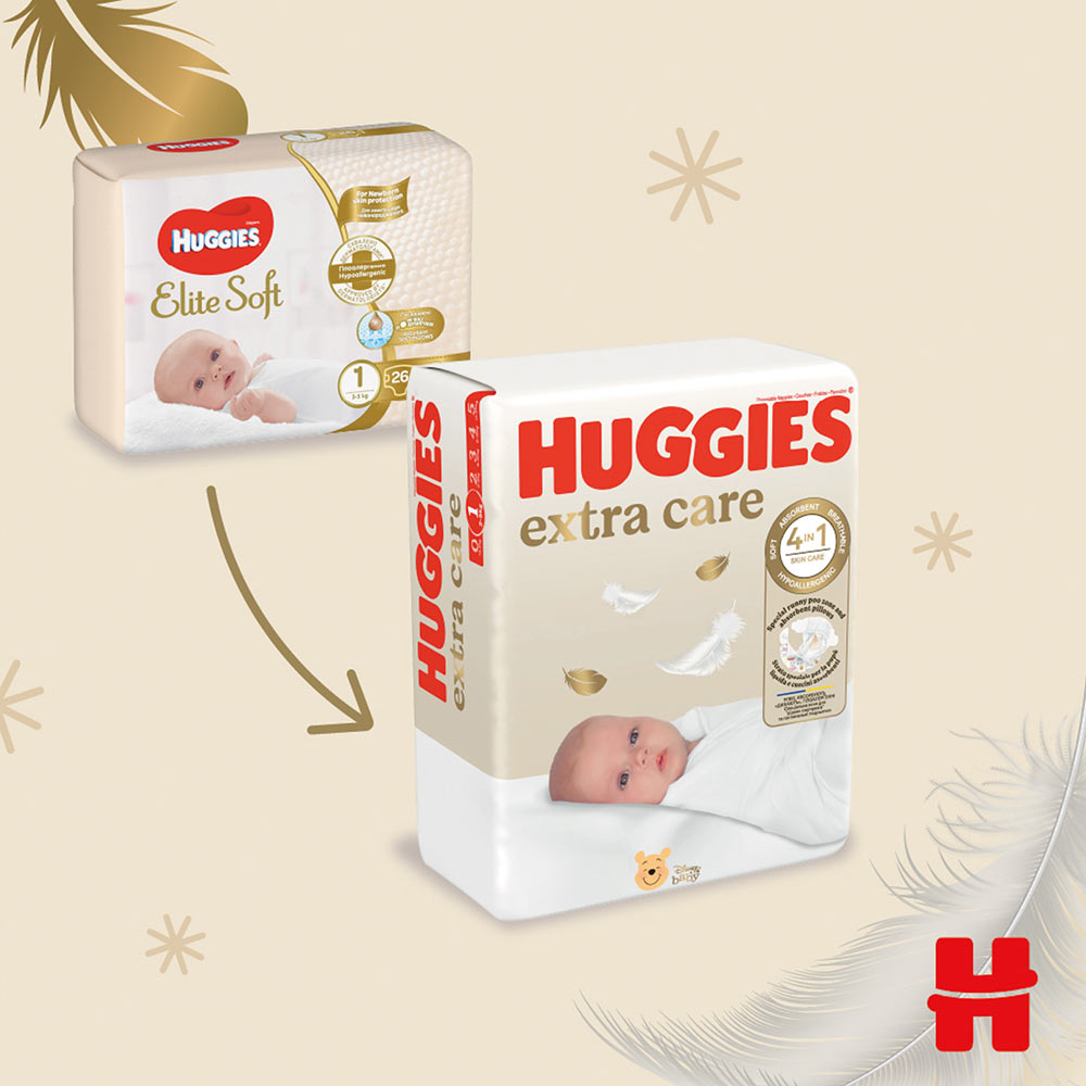 Подгузники HUGGIES Extra Care 2 3-6 кг M-Pack 164 шт. (5029053549637) Вид одноразовые