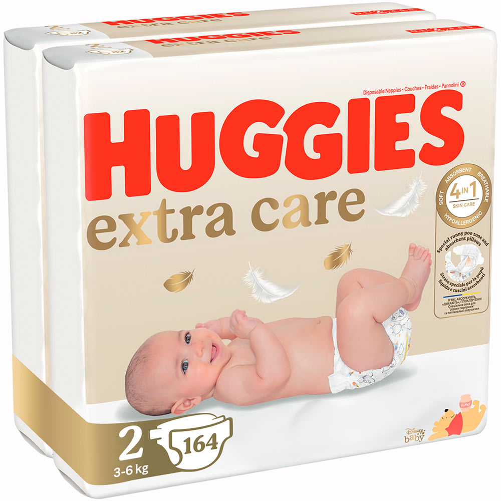 Подгузники HUGGIES Extra Care 2 3-6 кг M-Pack 164 шт. (5029053549637) Тип подгузники