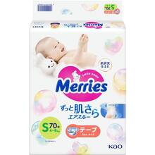 Подгузники MERRIES S 4-8 кг 70 шт SJ (4901301418982)