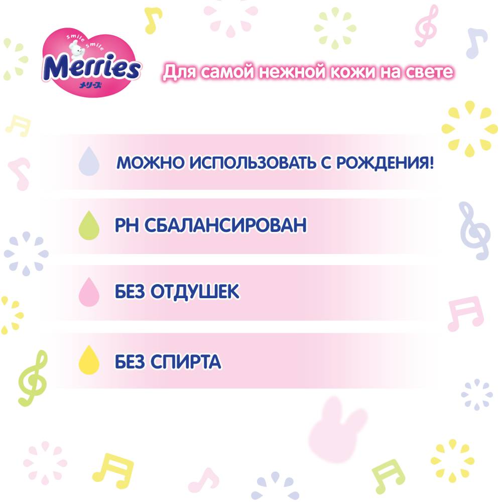 Внешний вид Влажные салфетки MERRIES 54 шт (4901301239976)