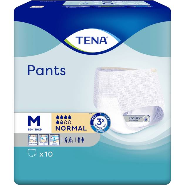 Трусы-подгузники TENA Pants Normal Medium 10 шт для взрослых (7322541150727) Тип подгузники для взрослых