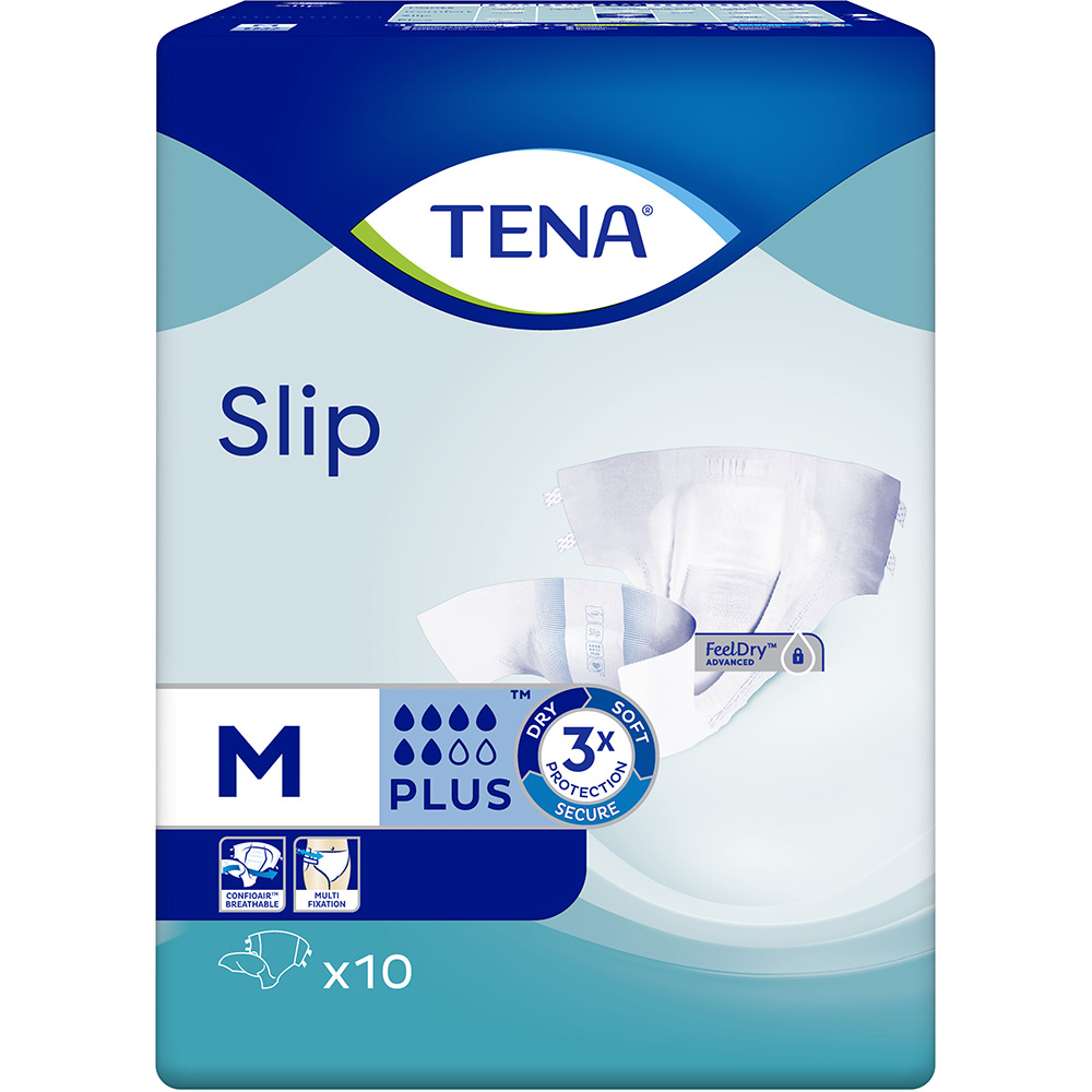 Подгузники TENA Slip Plus Medium 10 для взрослых (7322541118215) Дополнительно Впитываемость: 6 капель