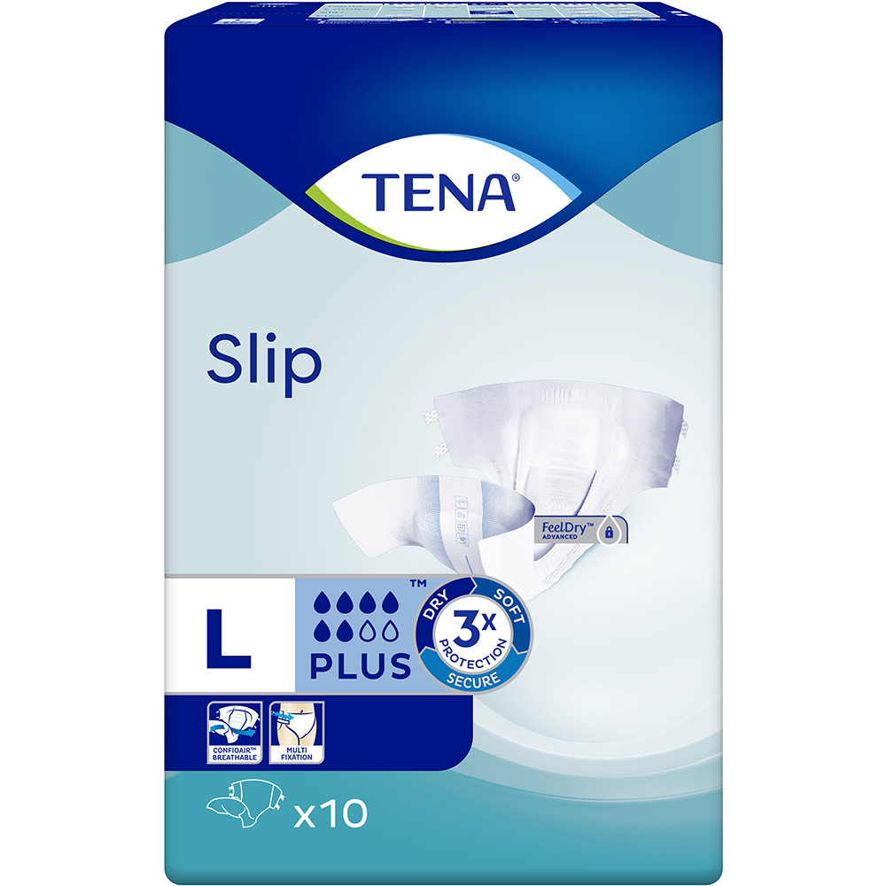 Підгузки TENA Slip Plus Large 10 для дорослих (7322541118741) Додатково Поглинання: 6 крапель