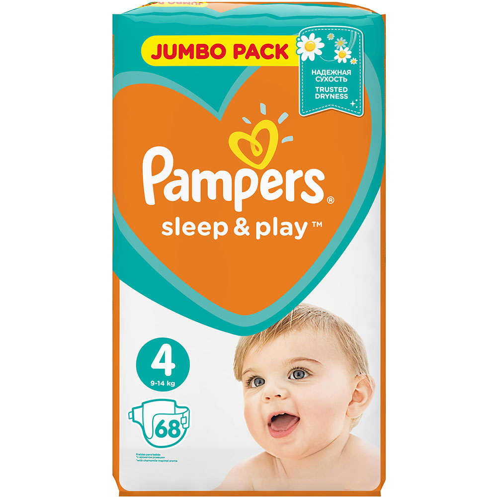 

Подгузники PAMPERS Sleep & Play Maxi 9-14кг 68шт (4015400203551), Дит.підгуз.Sleep & PlayMaxi(9-14кг)Уп68