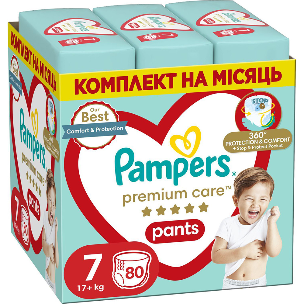 Подгузники Pampers Premium Care Pants Трусики Размер 7 (17+кг) 80 шт. (80778798)