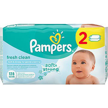 Вологі серветки PAMPERS Baby Fresh Clean Duo 2 х 64 (4015400439202)