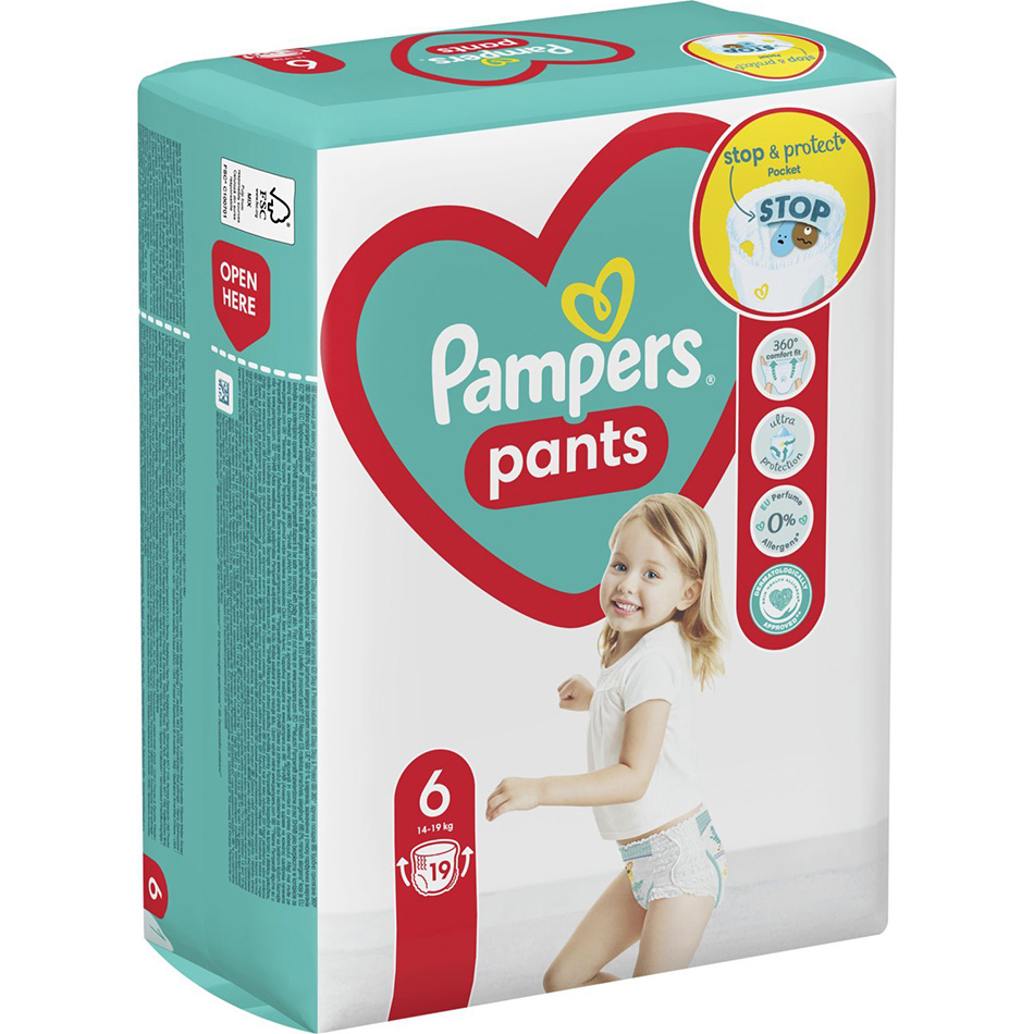 Підгузки PAMPERS Pants Giant 6 (14-19 кг) 19 шт (8006540067802) Кількість в упаковці 19