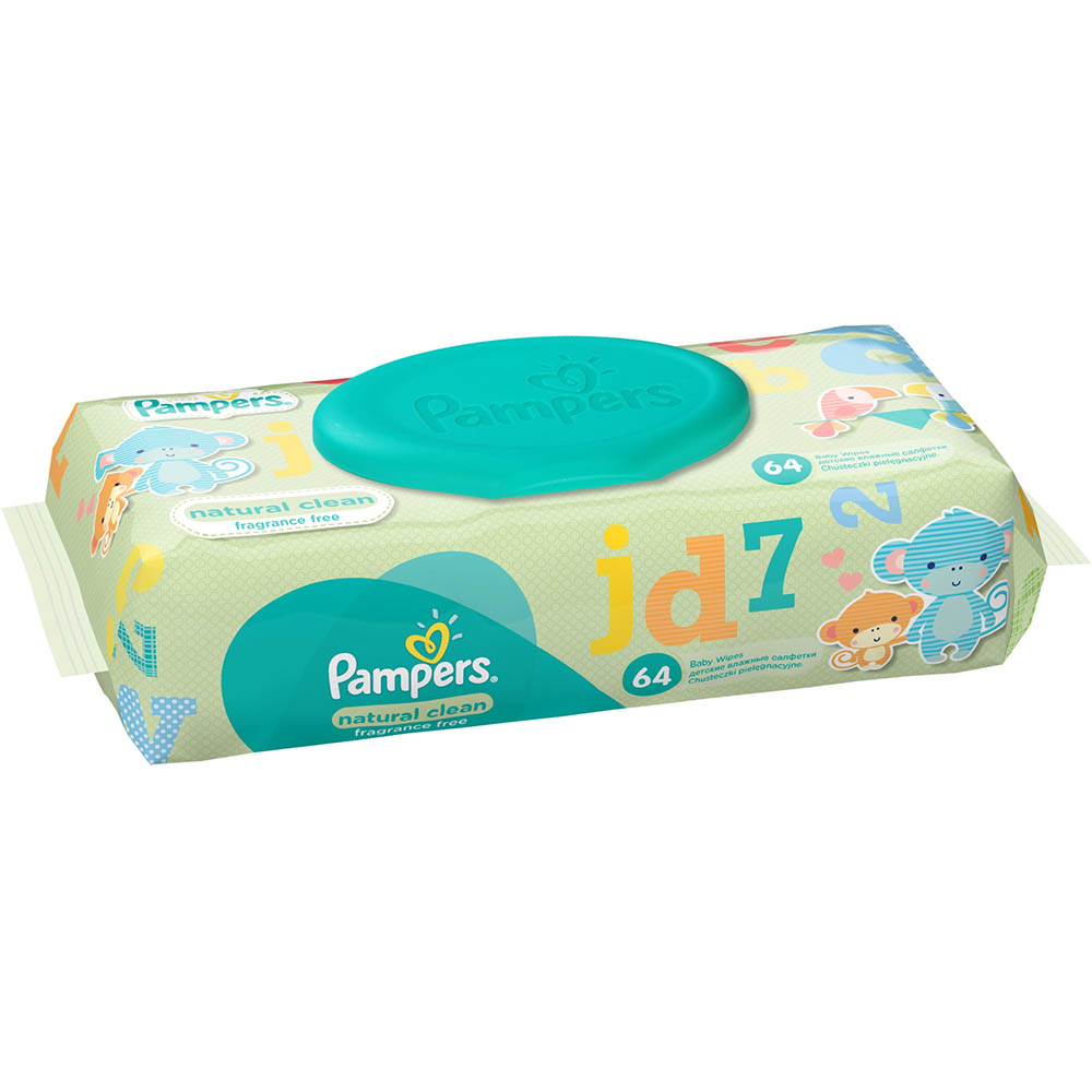 Дитячі вологі серветки PAMPERS Natural Clean 64шт (4015400636830) Тип вологі серветки