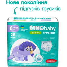 Підгузки-трусики DINO BABY 3D Soft 6р 16-24 кг 4 уп по 28шт (4820204701727)