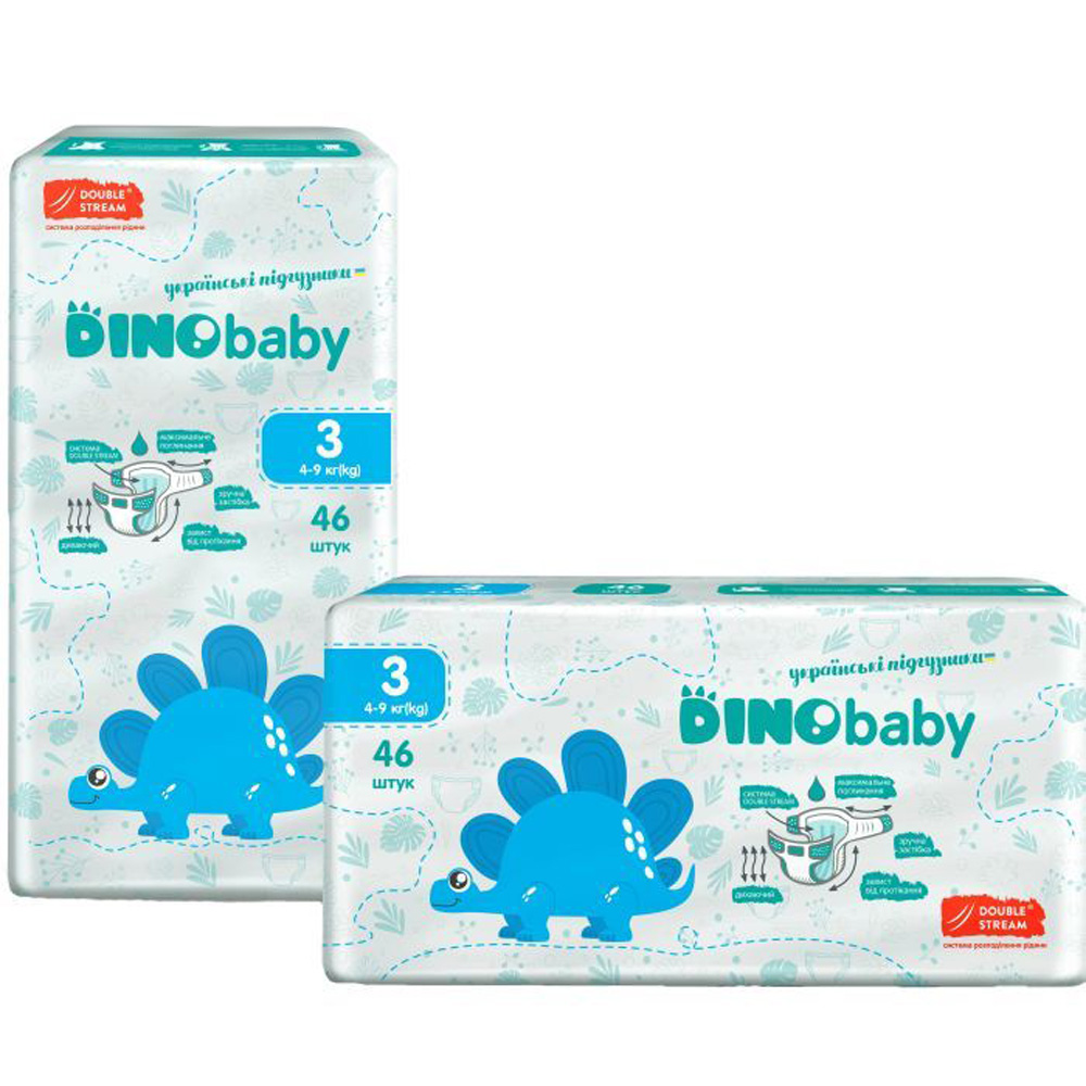 Підгузки DINO BABY 3р 4-9 кг 46шт (4823098410607) Кількість в упаковці 46