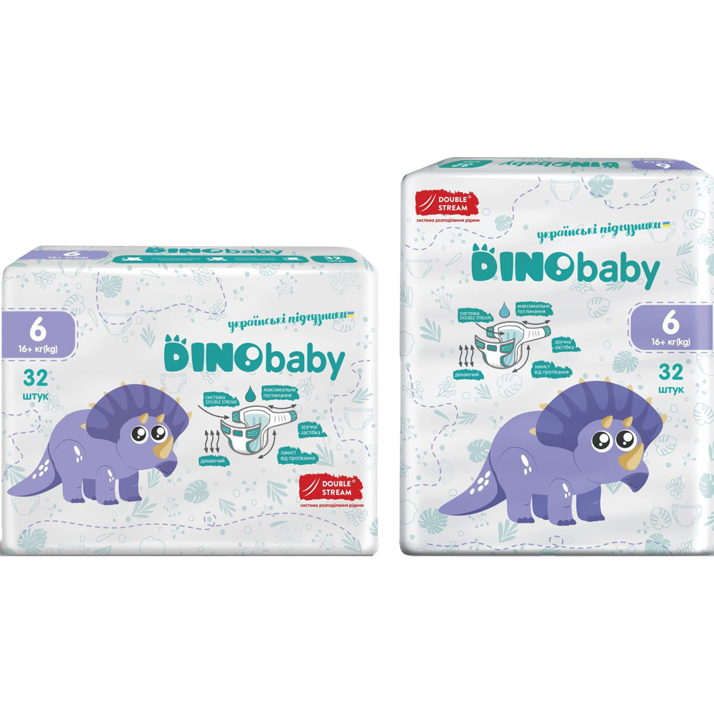 Підгузки DINO BABY 6р 16+ кг 32шт (4823098413240) Кількість в упаковці 32