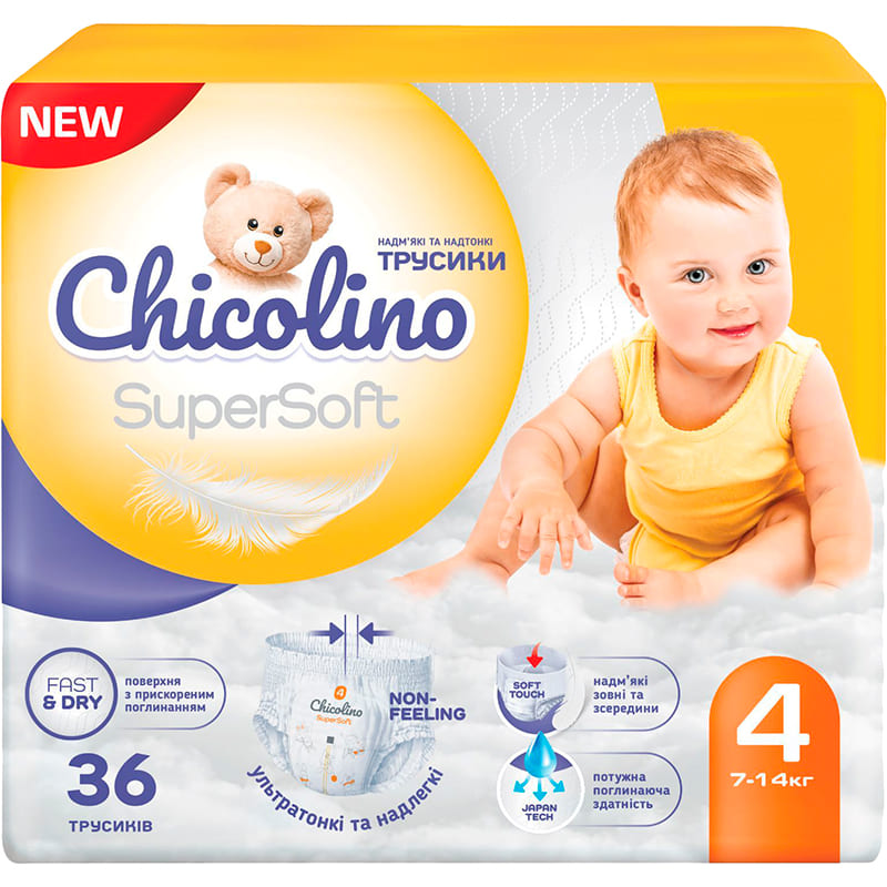 Підгузки-трусики CHICOLINO Super Soft 4 (7-14 кг) 36 шт (4823098414445)
