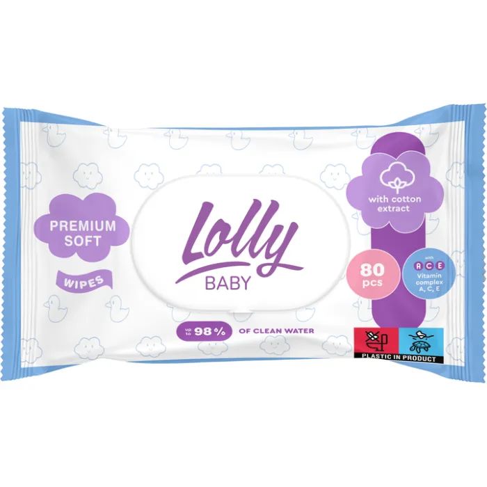 Вологі серветки LOLLY з перших днів життя 80 шт (4820174981136)