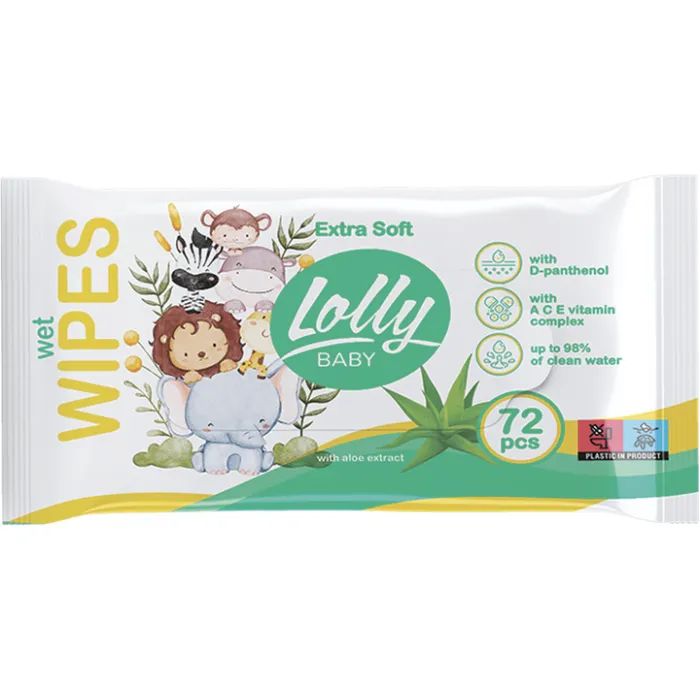 Вологі серветки LOLLY Extra Soft 72 шт (4820174981211)