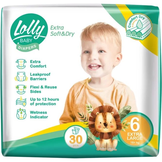 Підгузки LOLLY Soft Extra Large 6 30 шт (4820174981280)