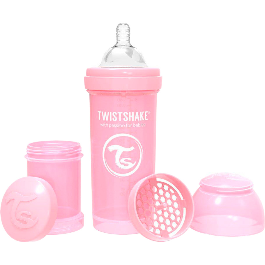 

Бутылочка антиколиковая TWISTSHAKE 260 мл Light pink (69863), Пляшечка антиколікова 260 мл Світло-рожева