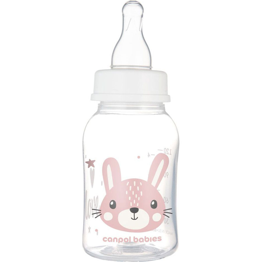 Бутылочка Canpol Babies Cute Animals 120 мл Розовый (11/851_pin) Дополнительно совместима с молокоотсосами Canpol, можно мыть в посудомоечной машине, дезинфицировать и подогревать в микроволновой печи