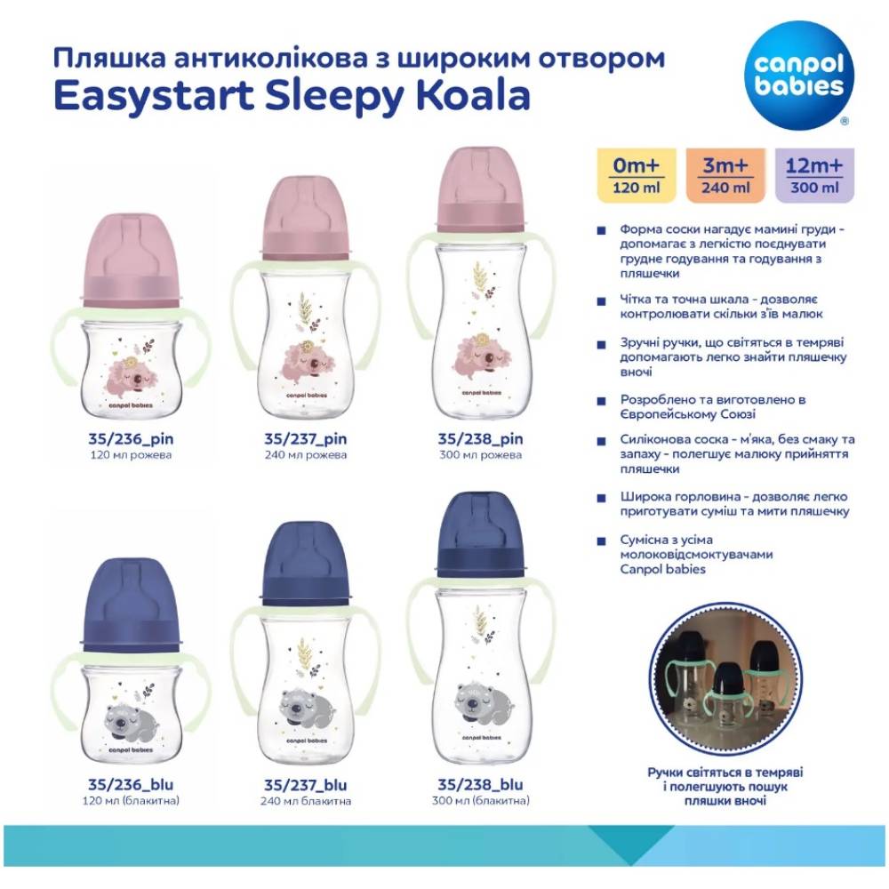 В Украине Бутылочка CANPOL BABIES Easystart Sleepy Koala 240 мл Blue (35/237_blu)