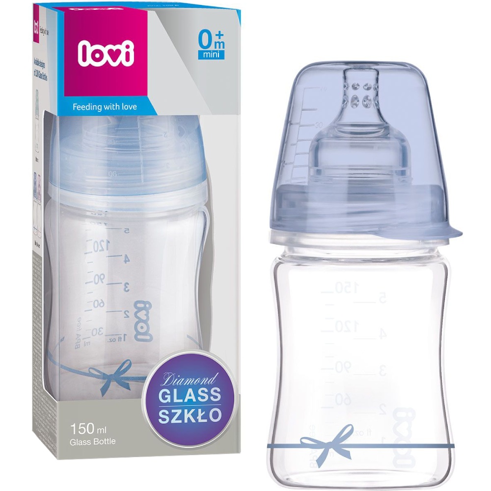 Пляшечка LOVI Diamond Glass 150 мл Baby Shower boy (74/104boy) Для для хлопчиків