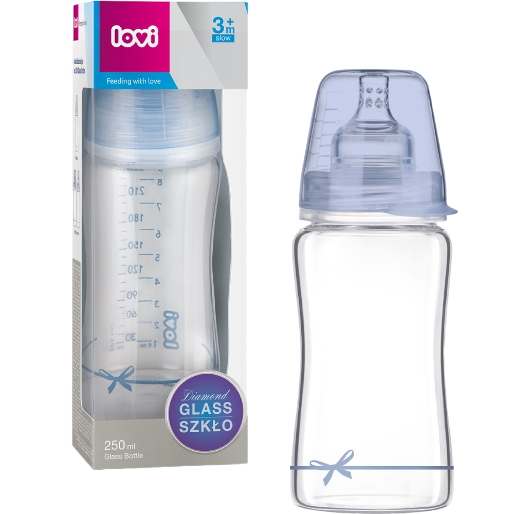 Пляшечка LOVI Diamond Glass 250 мл Baby Shower boy (74/204boy) Для для хлопчиків