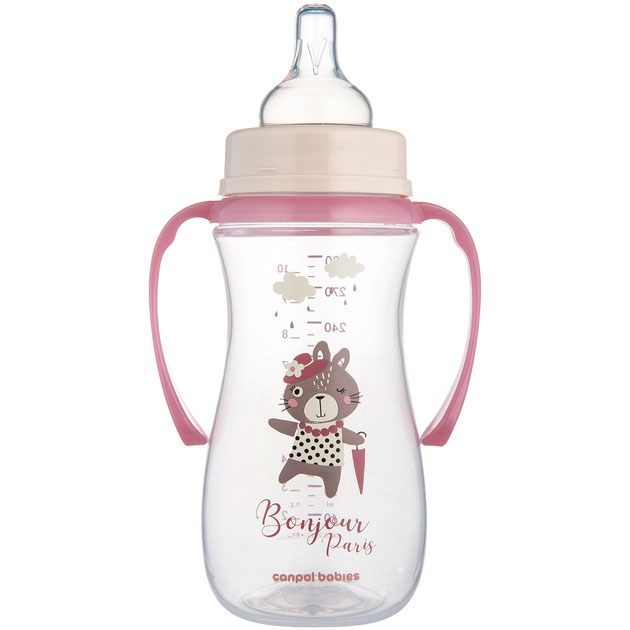 Пляшечка Canpol Babies Easystart Bonjour 300 мл Pink (35/241_pin) Додатково сумісний з молоковідсмоктувачами Canpol babies; підходить для НВЧ; підходить для посудомийної машини