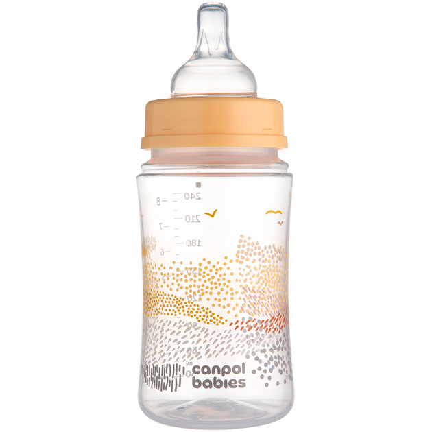 Пляшечка Canpol Babies Easystart MOUNTAINS 240 мл Beige (35/243_bei) Додатково сумісний з молоковідсмоктувачами Canpol babies; підходить для НВЧ; підходить для посудомийної машини