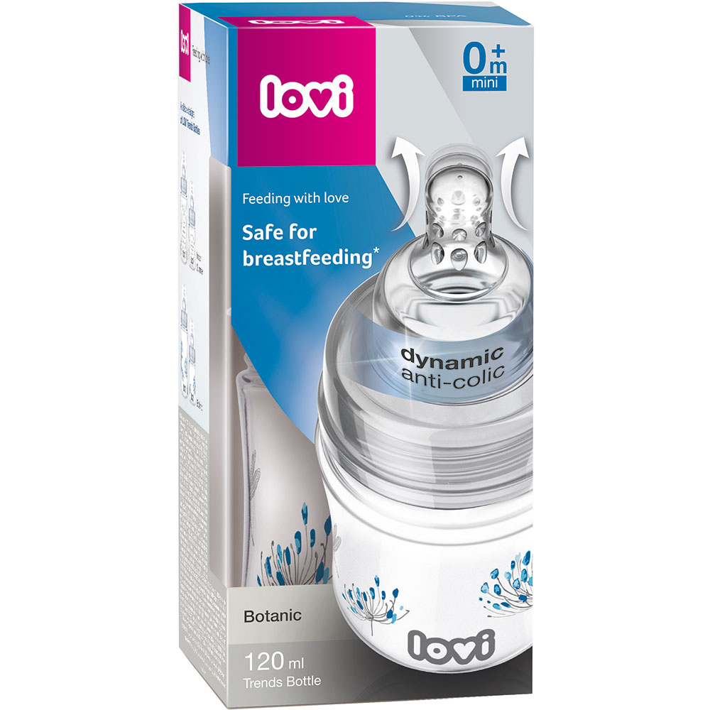 Бутылочка LOVI Trends 120 мл Botanic (21/586) Поток соски для новорожденных
