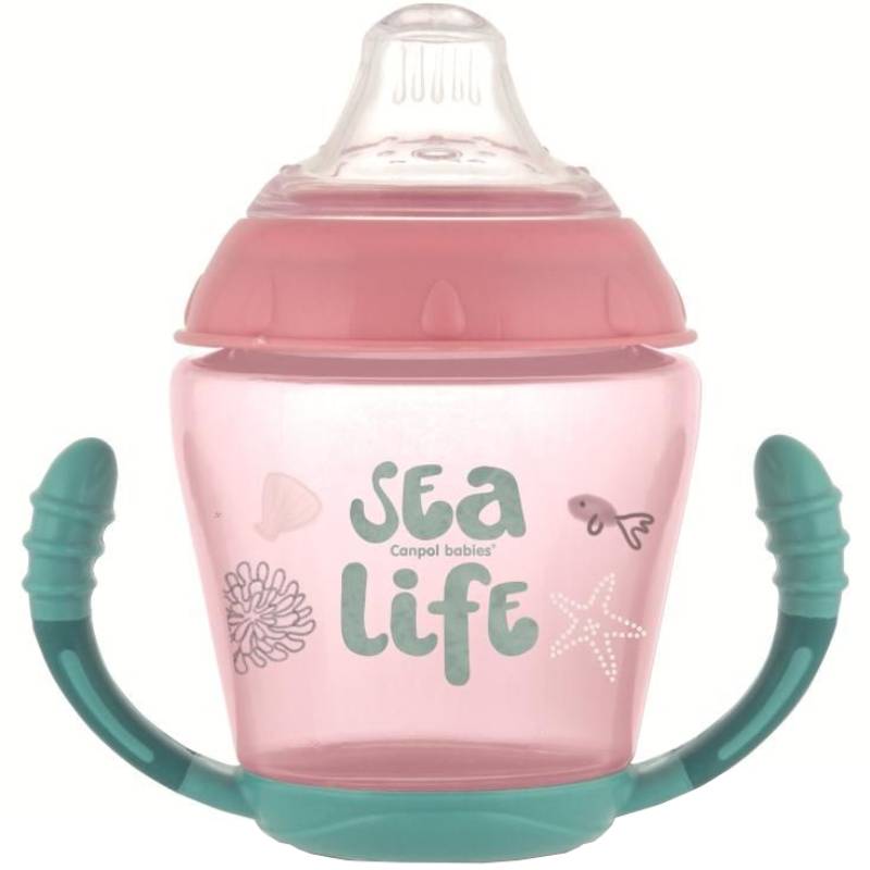 Кружка непроливайка CANPOL BABIES Sea Life с мягким силиконовым носиком 230 мл розовая (56/501_pin)