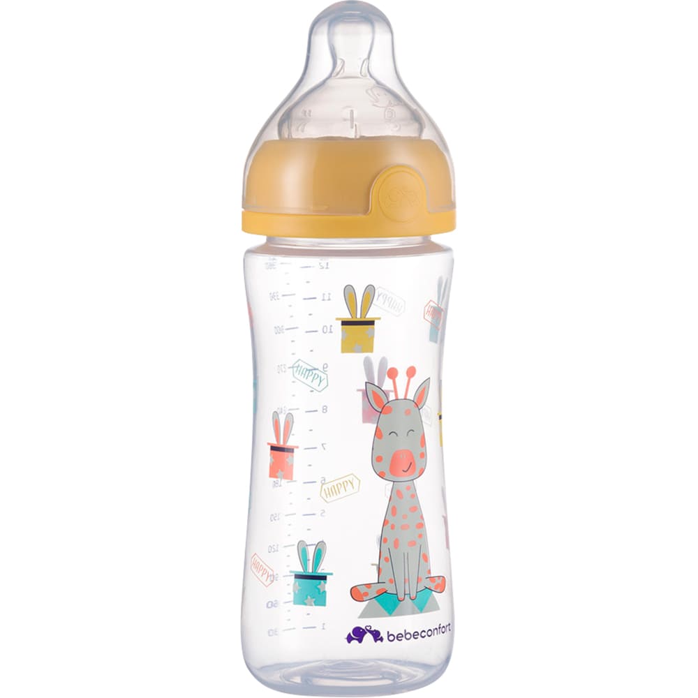 Пляшечка BEBE CONFORT EMO PP T2 FF 360 мл Yellow (3102202030) Додатково Dual Air System: система подвійних клапанів для забезпечення гарної циркуляції повітря для зменшення кольк.