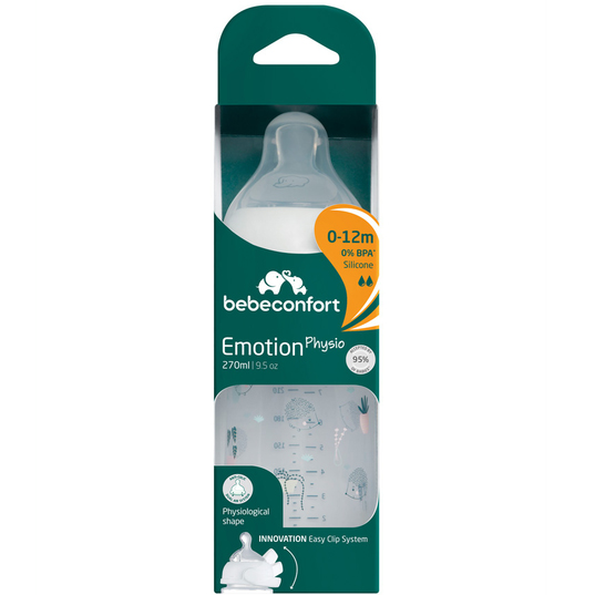 Пляшечка BEBE CONFORT Emotion Physio Urban Garden 270 ml Біла Додатково Пляшечка антиколікова, оснащена подвійною системою вентиляції, яка забезпечує витік повітря з пляшечки.