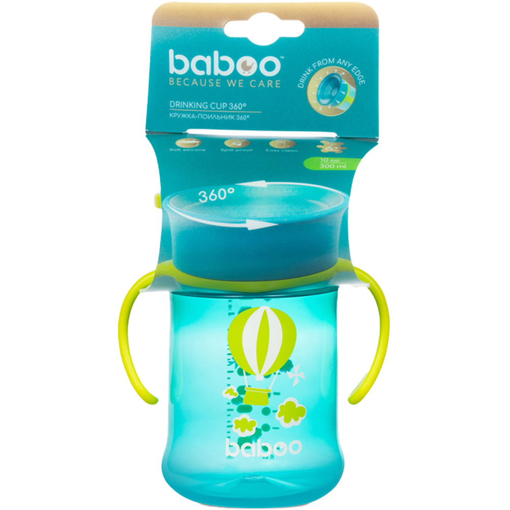 Чашка непролівайка BABOO Transport 360° 300 мл 6 + green (8-135) Вік дитини, місяців 6+