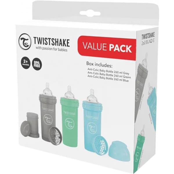 Набір пляшечок TWISTSHAKE 3 х 260 Value Pack Blue (78844) Вік дитини, місяців 0+