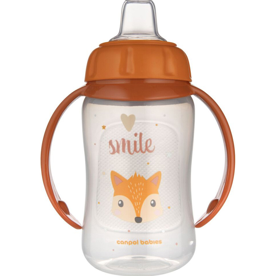 Поїлка CANPOL BABIES Cute Animals 320 мл Orange (56/512_ora) Додатково можна мити в посудомийній машині та розігрівати в мікрохвильовій печі (без насадки та кришки)