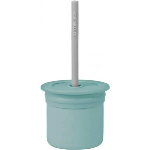 Кружка непроливайка MINIKOIOI Sip+Snack - Aqua Green / Powder Grey 180 мл (101100107)