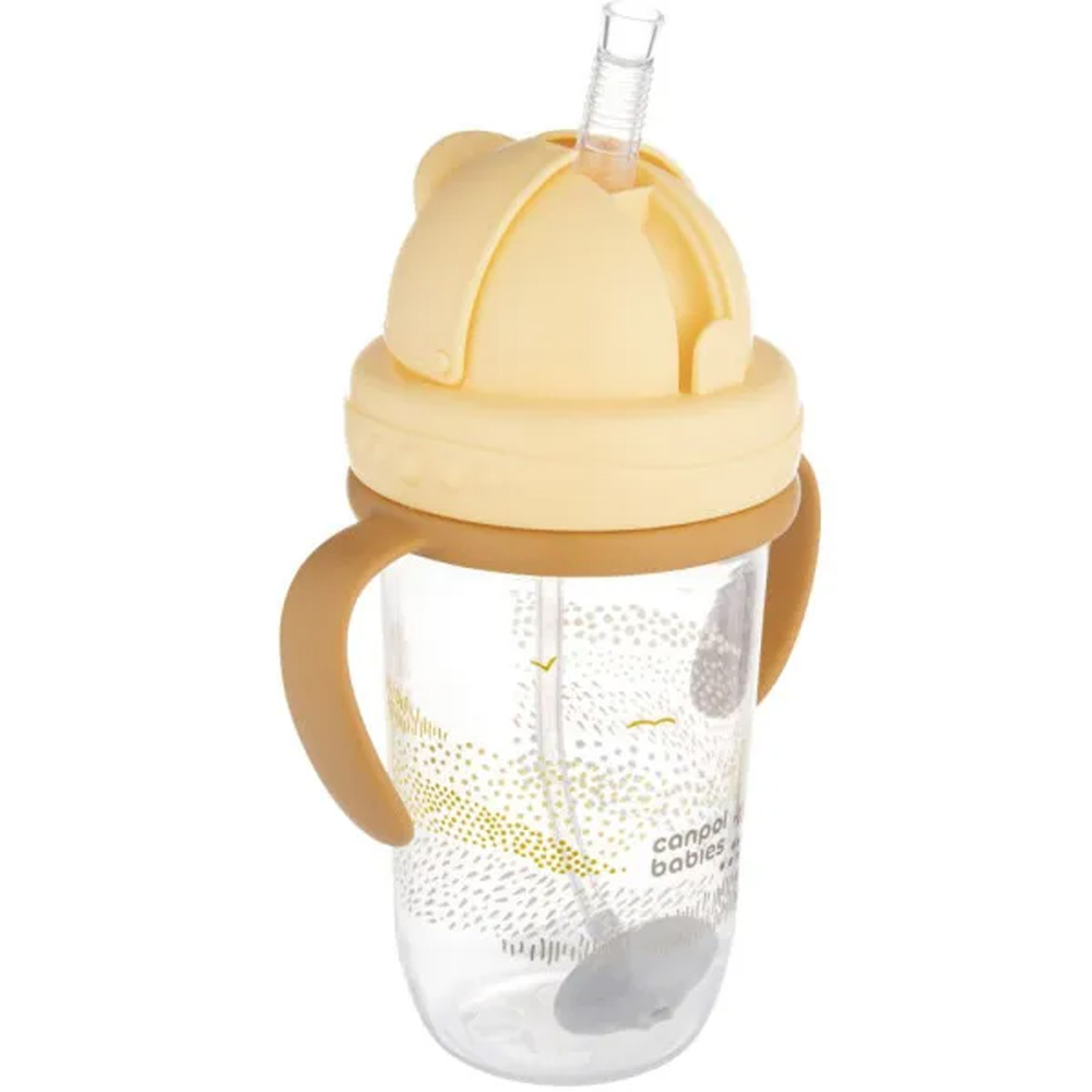 Поилка CANPOL BABIES MOUNTAINS 270 мл Yellow (56/620_bei) Дополнительно мягкий носик, с ручками, с трубочкой, с утяжелителем